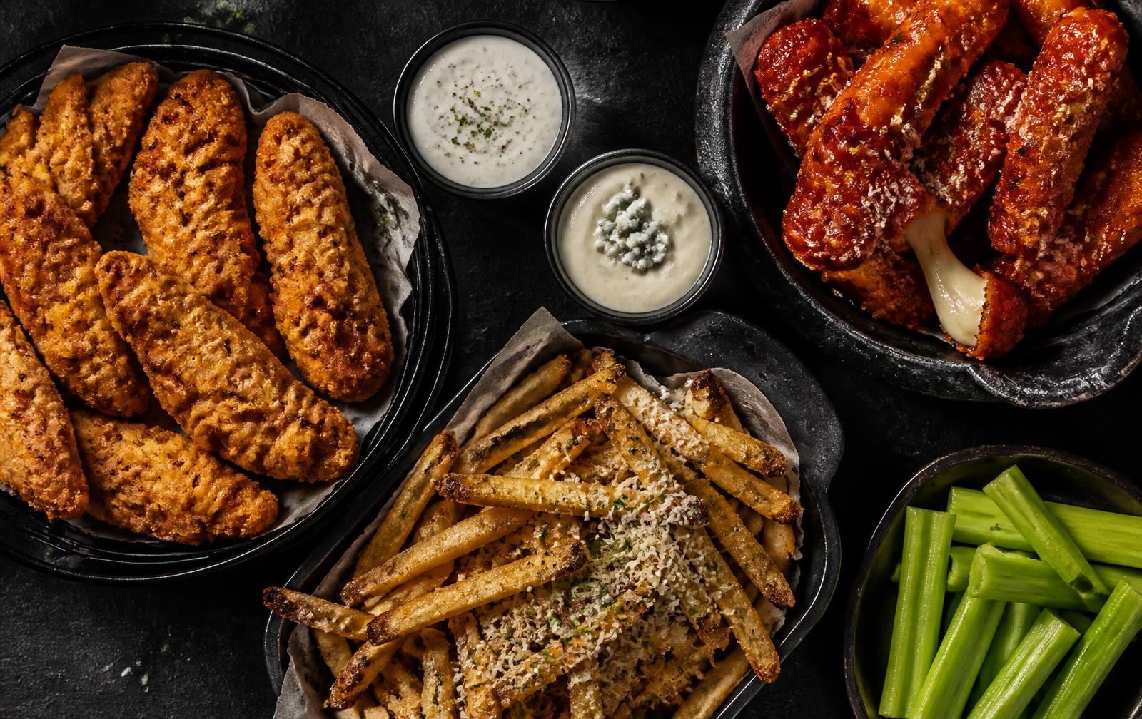 A spread of wings, tenders and sides
